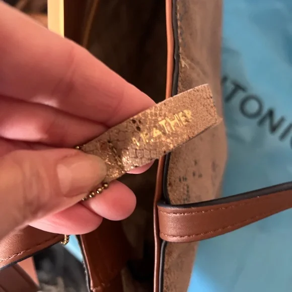 Antonio Melani Leather Tote Bag, Lightweight Gold Shimmer - Picture 7 of 11